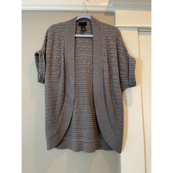 Lane Bryant Sweaters - Lane Bryant Gray Cotton Cable Knit Open Front Short Sleeve Cardigan Sweater 18